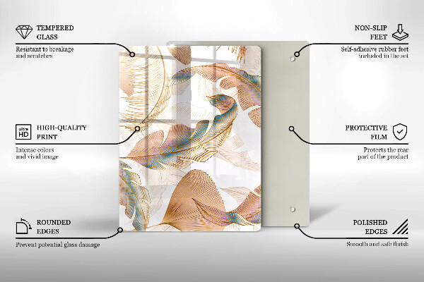 Kitchen countertop cover Boho feathers and leaves