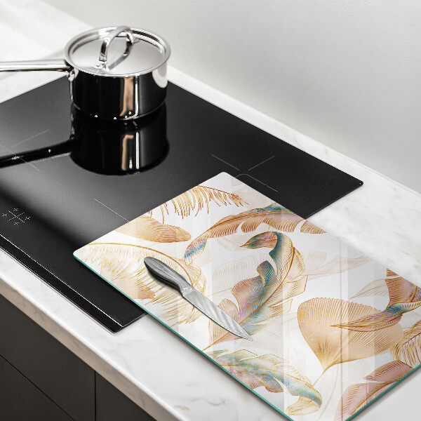 Kitchen countertop cover Boho feathers and leaves