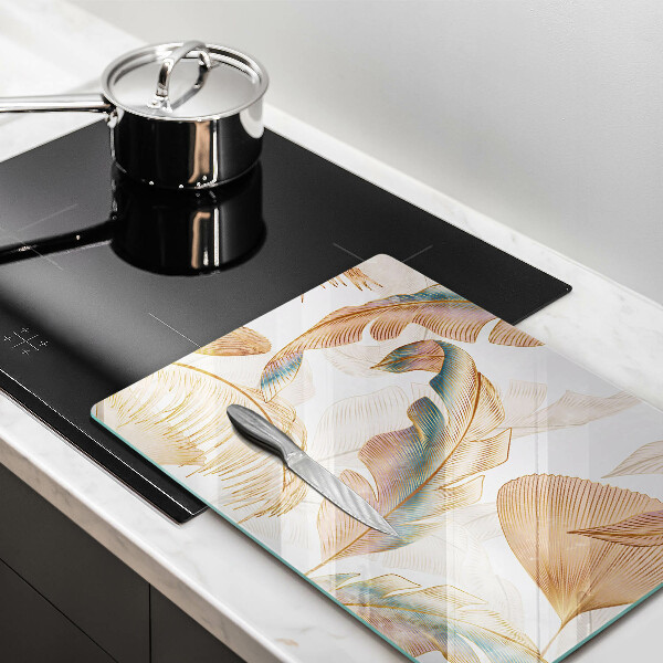 Kitchen countertop cover Boho feathers and leaves