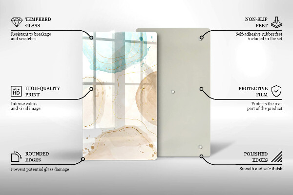 Glass worktop saver Boho, spots and gold