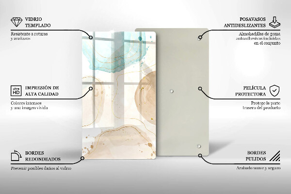 Glass worktop saver Boho, spots and gold