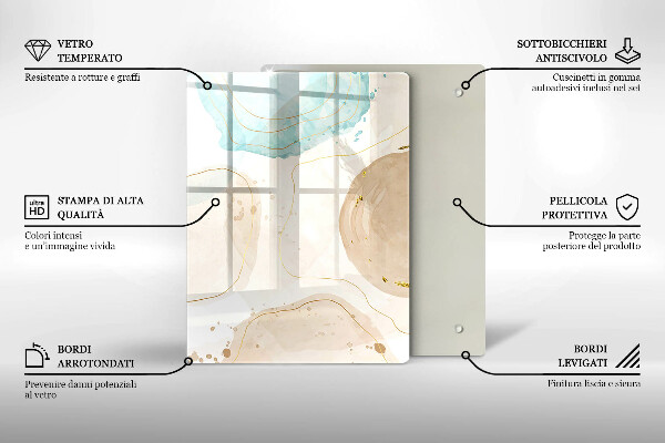 Glass worktop saver Boho, spots and gold