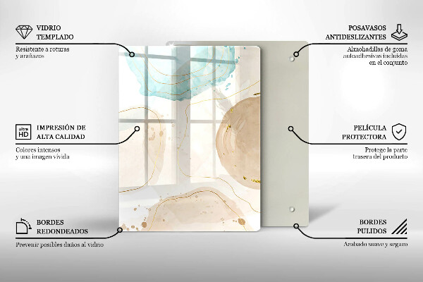 Glass worktop saver Boho, spots and gold