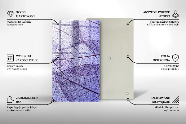 Glass worktop saver Leaves with veins