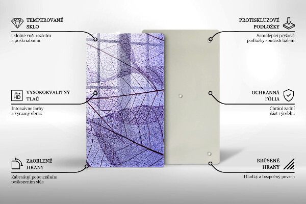 Glass worktop saver Leaves with veins