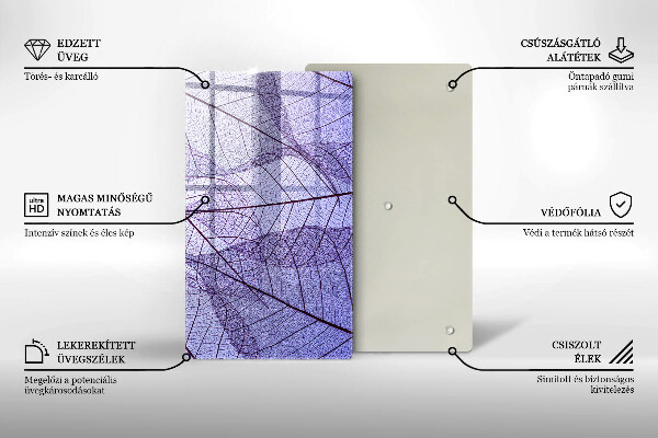 Glass worktop saver Leaves with veins