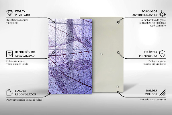 Glass worktop saver Leaves with veins