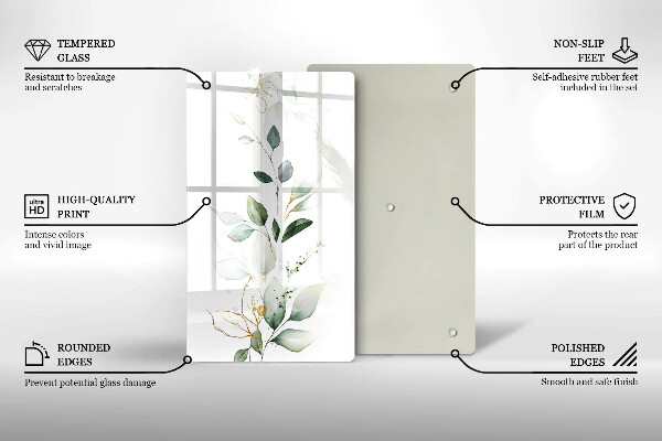 Glass worktop saver Watercolor leaves