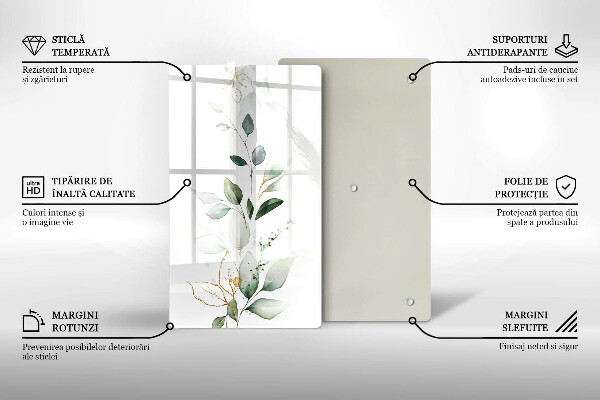 Glass worktop saver Watercolor leaves