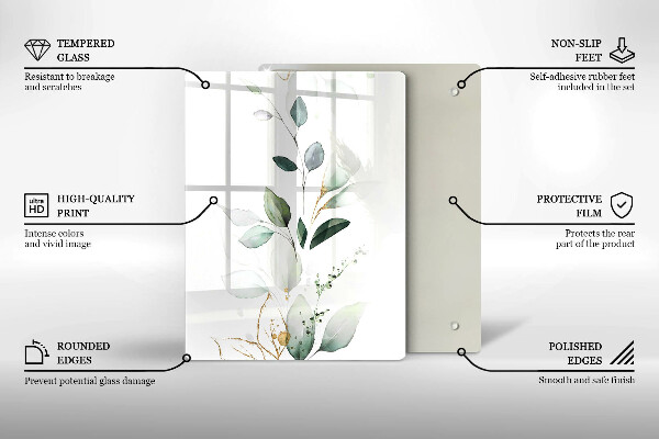 Glass worktop saver Watercolor leaves