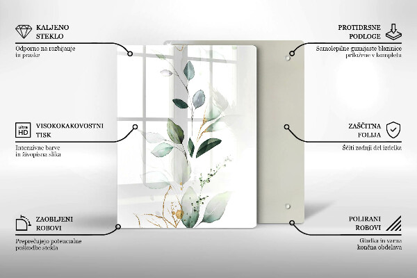Glass worktop saver Watercolor leaves