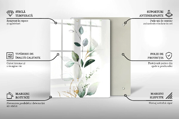 Glass worktop saver Watercolor leaves