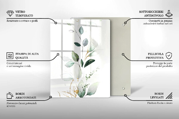 Glass worktop saver Watercolor leaves