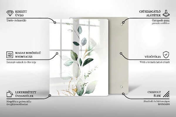 Glass worktop saver Watercolor leaves