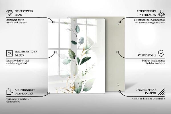 Glass worktop saver Watercolor leaves