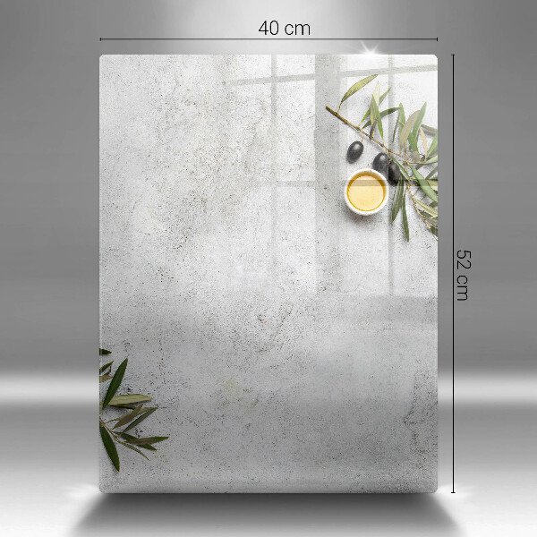 Glass worktop saver Olives on concrete