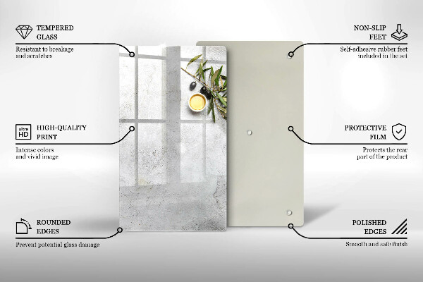 Glass worktop saver Olives on concrete