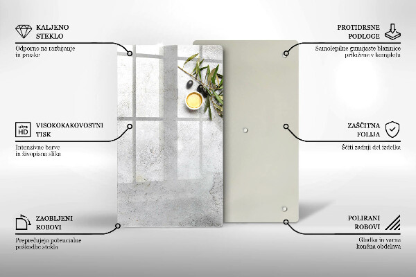 Glass worktop saver Olives on concrete