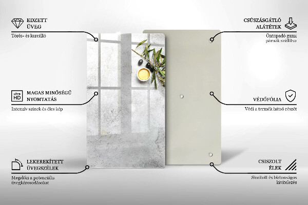 Glass worktop saver Olives on concrete