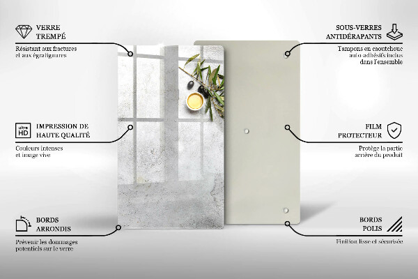 Glass worktop saver Olives on concrete