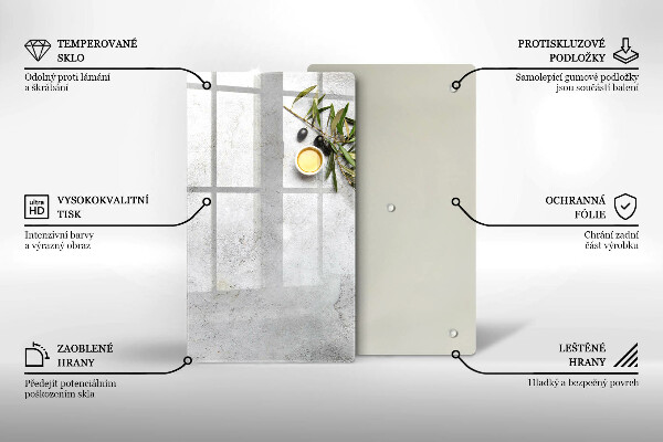 Glass worktop saver Olives on concrete