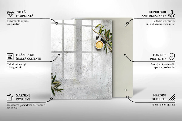 Glass worktop saver Olives on concrete