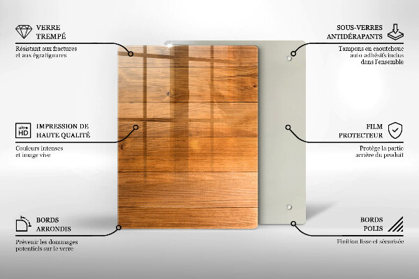 Glass worktop saver Wooden planks