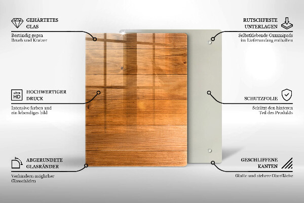 Glass worktop saver Wooden planks