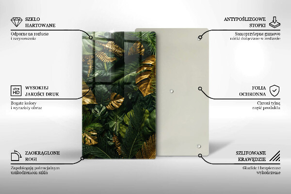 Worktop heat protector Monstera golden leaves