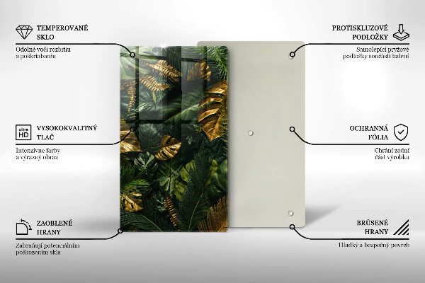 Worktop heat protector Monstera golden leaves
