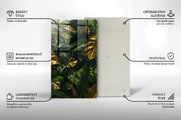 Worktop heat protector Monstera golden leaves