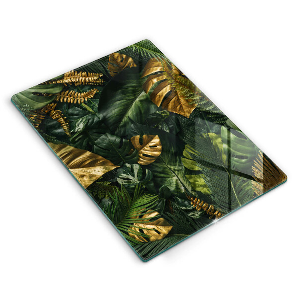 Worktop heat protector Monstera golden leaves