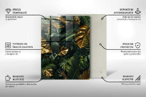 Worktop heat protector Monstera golden leaves