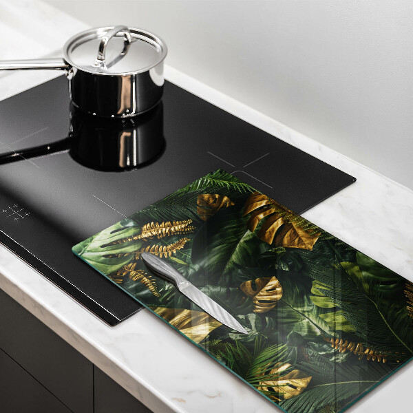 Worktop heat protector Monstera golden leaves