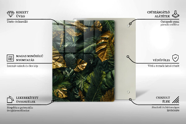 Worktop heat protector Monstera golden leaves