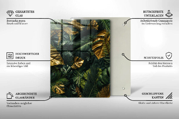 Worktop heat protector Monstera golden leaves