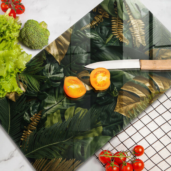Worktop heat protector Monstera golden leaves