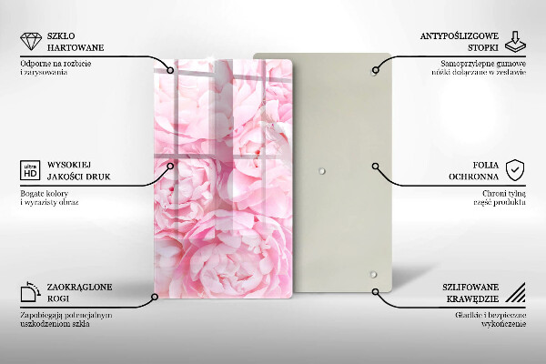 Glass worktop saver Delicate peonies