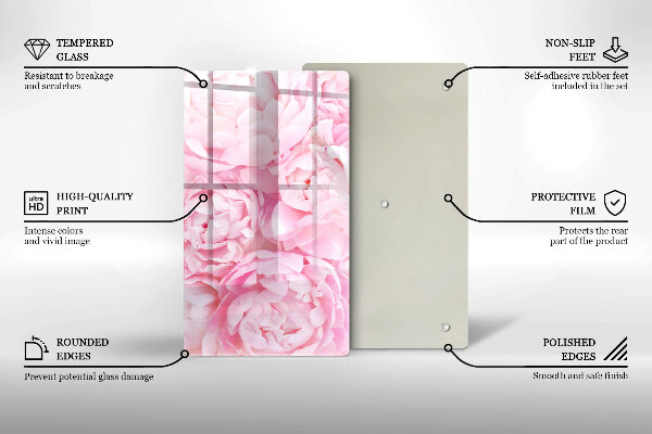 Glass worktop saver Delicate peonies