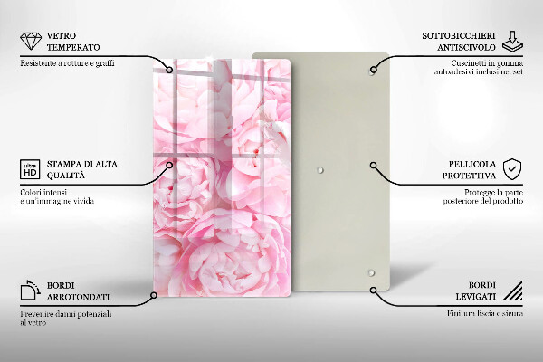 Glass worktop saver Delicate peonies