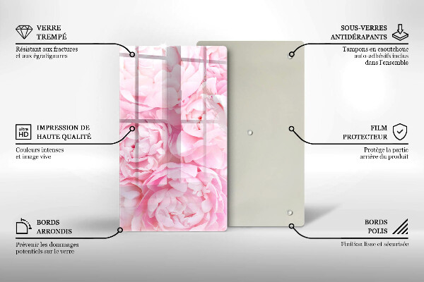 Glass worktop saver Delicate peonies