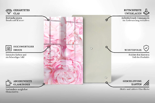 Glass worktop saver Delicate peonies