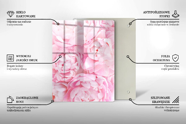 Glass worktop saver Delicate peonies