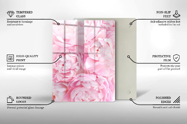 Glass worktop saver Delicate peonies