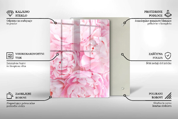 Glass worktop saver Delicate peonies