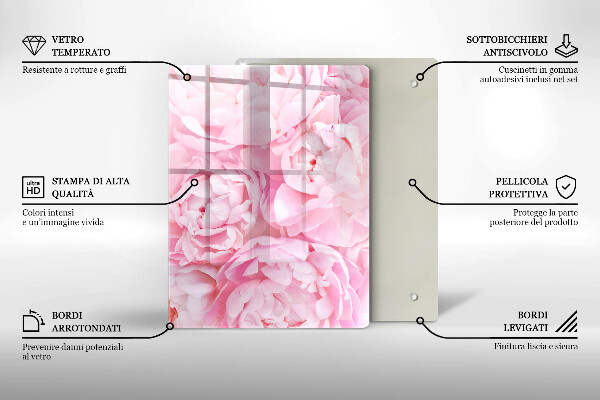 Glass worktop saver Delicate peonies