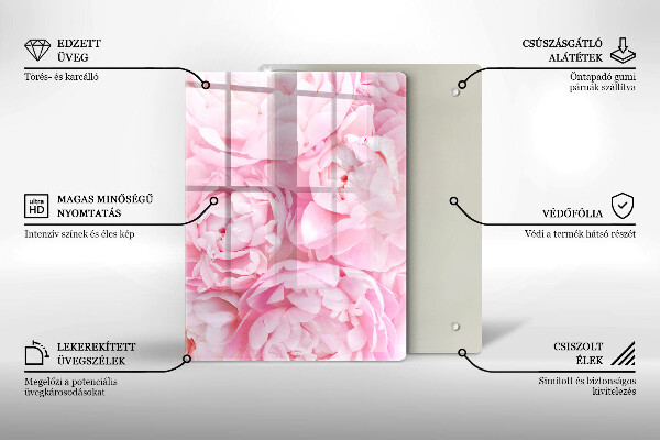 Glass worktop saver Delicate peonies