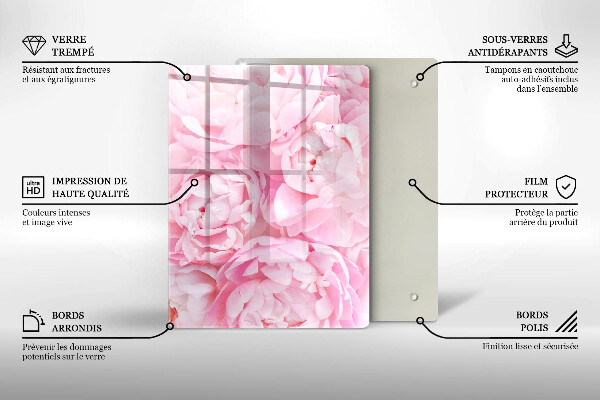 Glass worktop saver Delicate peonies
