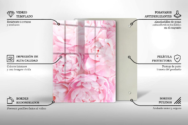 Glass worktop saver Delicate peonies