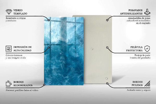Glass worktop saver Blue water